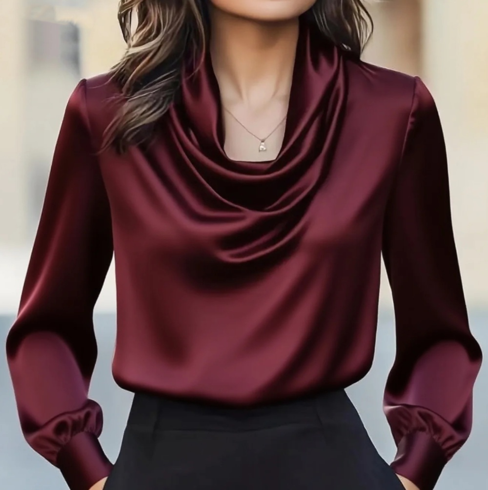 Shirt Camp Collar - Kemeja wanita lengan panjang kerah swing