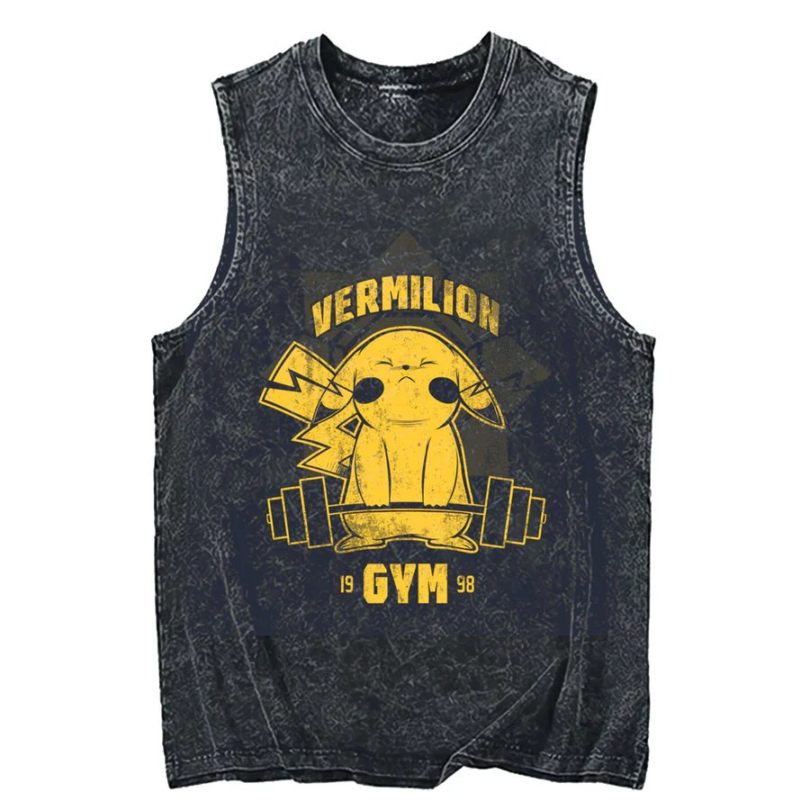 Tank Top Muscle - Tank Top Pokemon Pikachu Acid Wash
