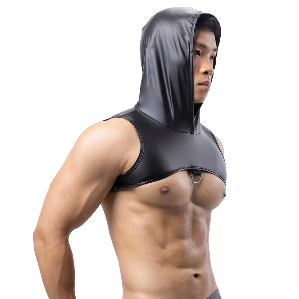 Tank Top Muscle - Tank Top Kebugaran Bertudung Kulit Imitasi