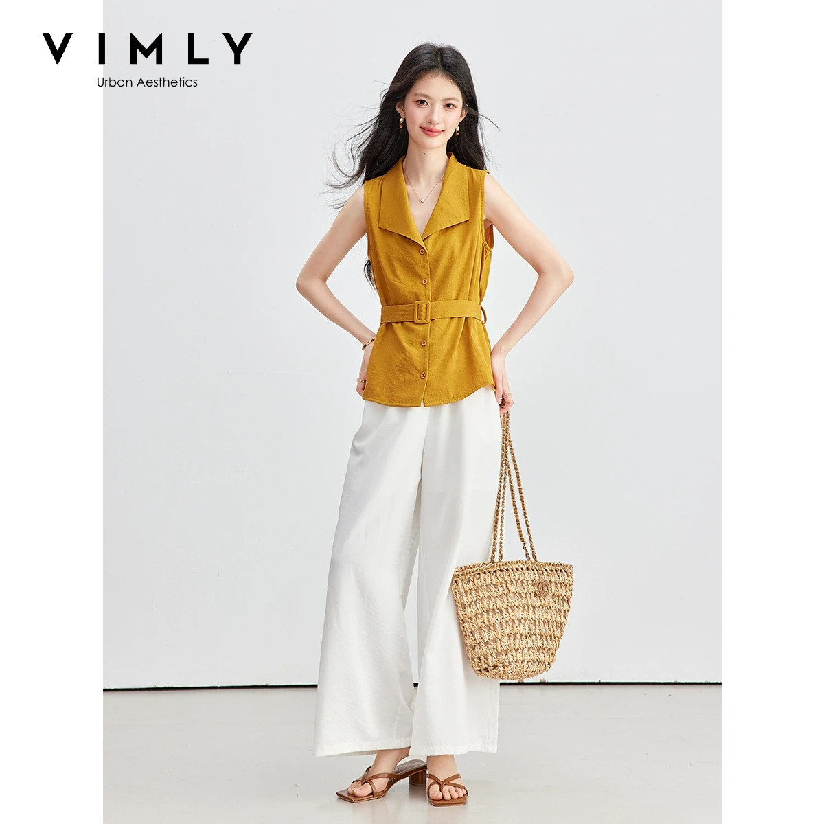 VIMLY Setelan Kerja Wanita Mus - Shirt Camp Collar ulasan dan harga
