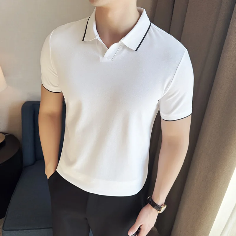 Kaus Polo Pria Kaus Atasan Len - Polo Shirt Pique ulasan dan harga