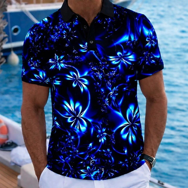 Kemeja Polo Pria Motif Bunga N - Resort Shirt Floral ulasan dan harga
