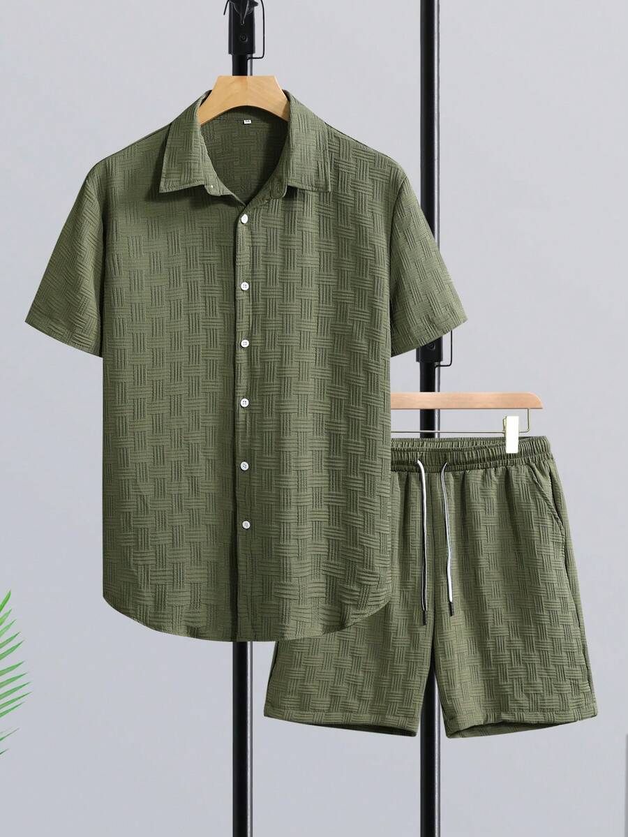 Manfinity RSRT Set Kemeja Leng - Short Linen Drawstring ulasan dan harga