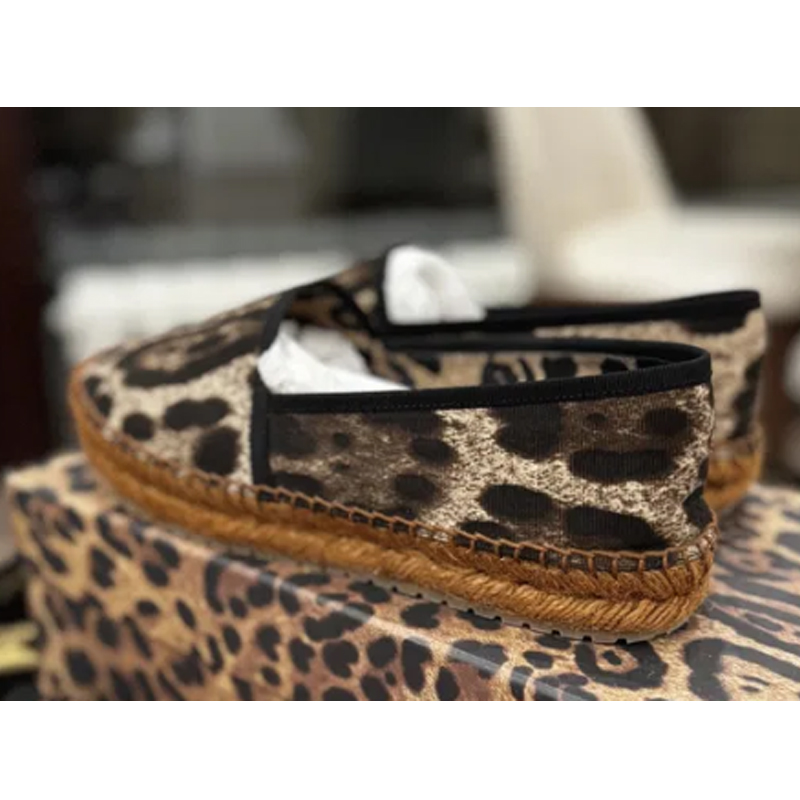 Sepatu Flat Wanita Motif Leopa - Espadrille Slip On ulasan dan harga